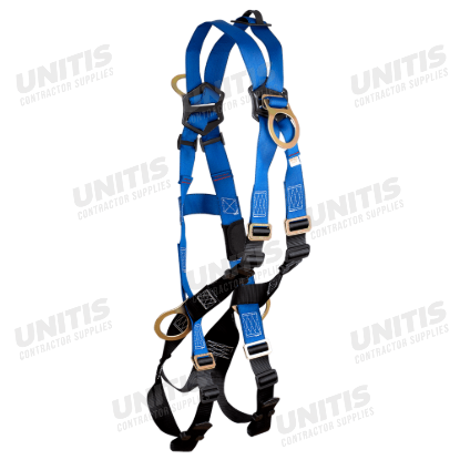 FallTech Contractor Harness 4 D-Ring Crossover Mating Buckle Legs Chest and Torso