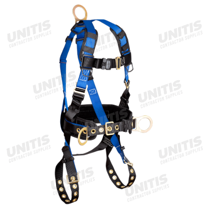 FallTech Contractor+ Harness 3 D-Ring Tongue Buckle Legs Quick Connect Chest Sewn Yoke - 2XL