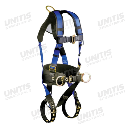 FallTech Contractor+ Harness 3 D-Ring Large/ Tongue Buckle Legs Quick Connect Chest Sewn Yoke - XL