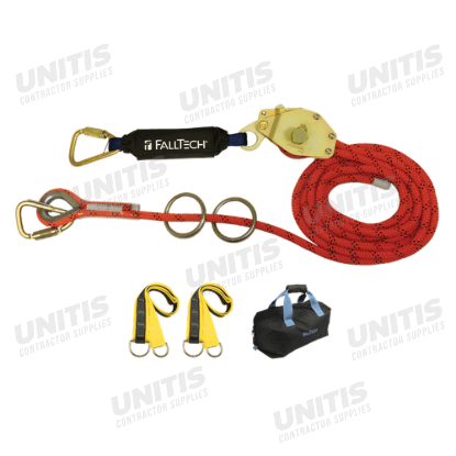 FallTech 30' Temp Horizontal Lifeline Kit 2-Person Kernmantle with Energy Absorber