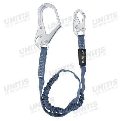 FallTech 6' Shock Absorbing Lanyard Single Leg; Internal with Rebar Hook