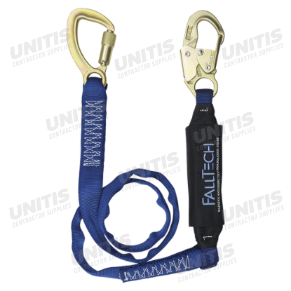 FallTech 6' Shock Absorbing Lanyard Single Leg; Wraptech with 5k Carabiner