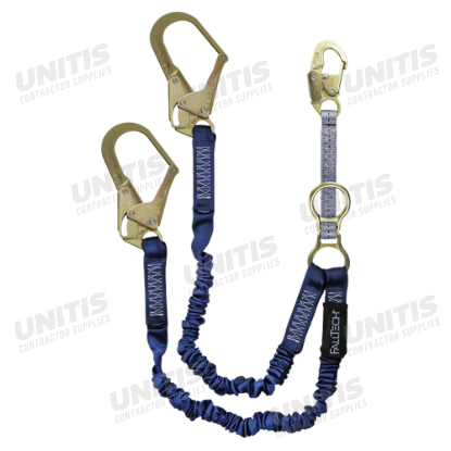 FallTech 6' Shock Absorbing Lanyard Y-Legs; Elastech with Self Retracting Lifeline D-Ring