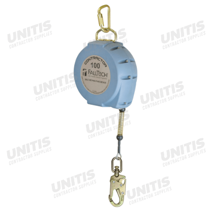 FallTech 100' Contractor Self Retracting Lifeline Galvanized Cable with Anchorage Carabiner
