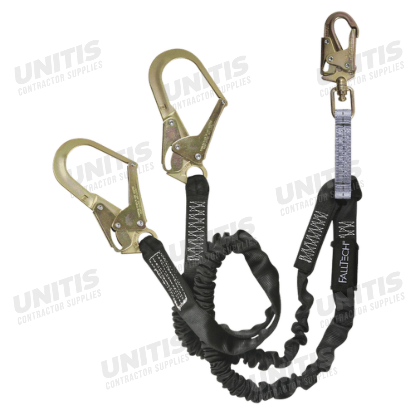 FallTech 6' Shock Absorbing Lanyard Y-Legs; Heavyweight with Rebar Hooks
