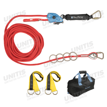 FallTech 60' 4-Person Temp Rope Horizontal Lifeline System with Energy Absorber