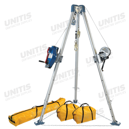 FallTech 11' Tripod Kit with 7281 3-Way Self Retracting Lifeline-R 7297 Winch and Storage Bags