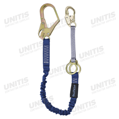 FallTech 6' Shock Absorbing Lanyard Single Leg; Elastech with Self Retracting Lifeline D-Ring