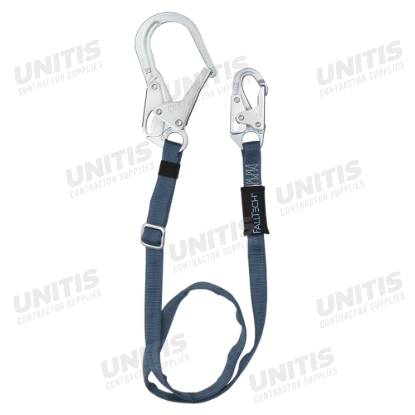 FallTech Adjustable Restraint Lanyard; Web 4' to 6' with Rebar Hook