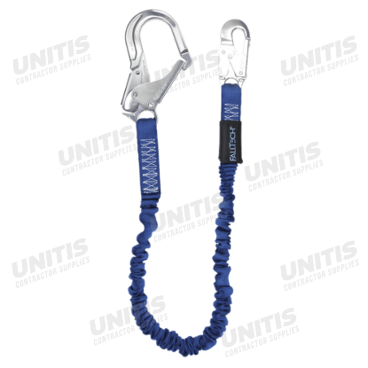 FallTech 6' Shock Absorbing Lanyard Single Leg; Elastech with Alum Rebar Hook
