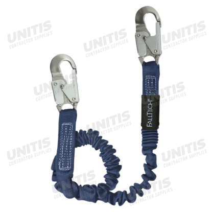 FallTech 6' Shock Absorbing Lanyard Single Leg; Elastech with Alum Snap Hooks