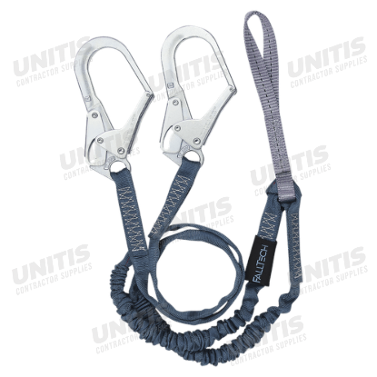 FallTech 6' Shock Absorbing Lanyard Y-Legs; Internal with Loop and Rebar Hooks
