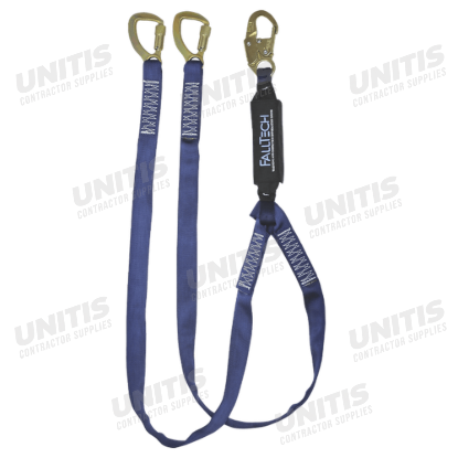FallTech 6' Shock Absorbing Lanyard Y-Legs; Wraptech with 5k Carabiners