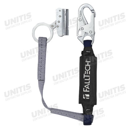 FallTech 3' Shock Absorbing Lanyard with Rope Adjuster/Grab Viewpack Trailing