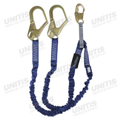 FallTech 6' Shock Absorbing Lanyard Y-Legs; Elastech with Rebar Hooks