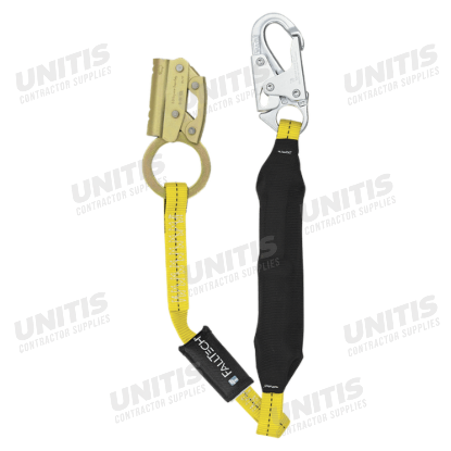 FallTech 3' Shock Absorbing Lanyard with Manual Rope Adjuster/Grab Softpack