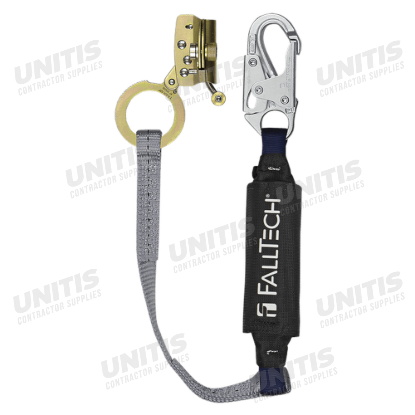 FallTech 3' Viewpack Shock Absorbing Lanyard with Trailing Hinged Fall Arrester ANSI Z359.15