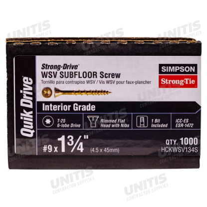 Simpson HCKWSV - #9 x 1-3/4" Yellow-Zinc Strong-Drive WSV Subfloor Screw - 1000/box