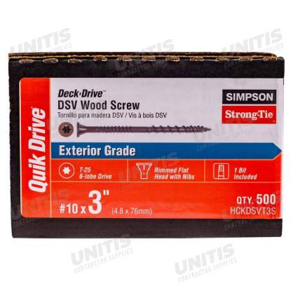 Simpson HCKDSVT - #10 x 3" Tan Deck-Drive DSV Collated Wood Screw - 500/box