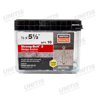 Simpson STB2 - 1/2" x 5-1/2" Strong-Bolt 2 Wedge Anchor - 10/box
