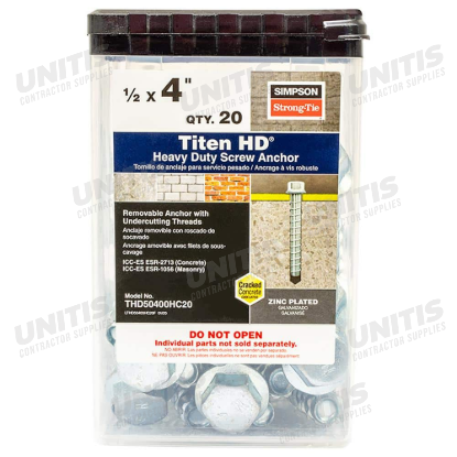 Simpson THD - 1/2" x 4" Titen HD Screw Anchor - 20/box