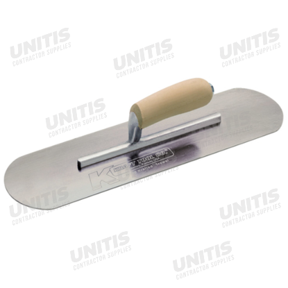 Kraft 20"x5" Carbon Steel Pool Trowel with Camel Back Wood Handle - 11-5/8" Shank