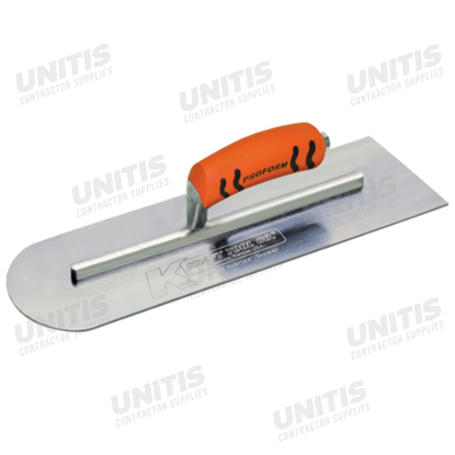 Kraft 18"x4" Carbon Steel Round Front/Square Back Cement Finish Trowel with Proform Handle