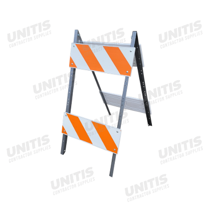 Traffix Type II Folding Barricade - Galvanized Legs, Blow-Molded Plastic Panels