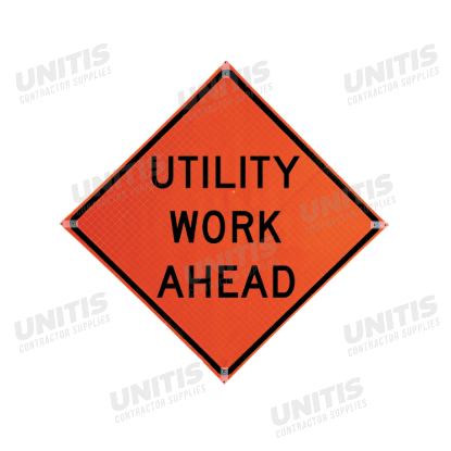 Traffix Roll-Up Sign - 36" x 36" Reflective - Utility Work Ahead (W21-7)