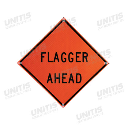 Traffix Roll-Up Sign - 48" x 48" Reflective - Flagger Ahead (W20-7a)