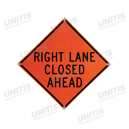 Traffix Roll-Up Sign - 48" x 48" Reflective - Right Lane Closed Ahead