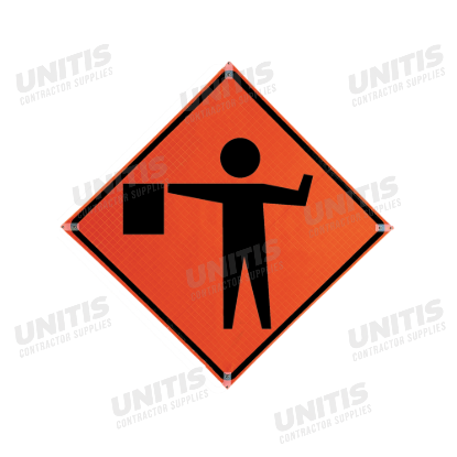 Traffix Roll-Up Sign - 36" x 36" Reflective - Flagger Ahead Symbol (W20-7)