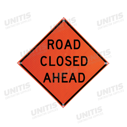 Traffix Roll-Up Sign - 48" x 48" Reflective - Road Closed Ahead