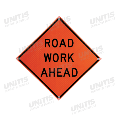 Traffix Roll-Up Sign - 48" x 48" Reflective - Road Work Ahead