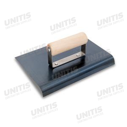 Marshalltown 6" x 3" Blue Steel Edger; 1/2" Radius, 5/8" Lip - Wood Handle