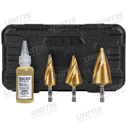 Klein Tools Step Bit Kit - Spiral Double-Fluted - Vaco - 3 Piece