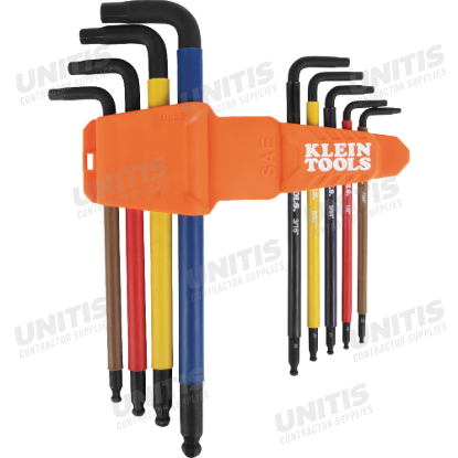 Klein Tools Color-Coded Extra-Long L Style Hex Key Caddy Set - SAE - 9 Piece