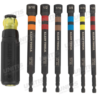 Klein Tools Hollow Magnetic Color-Coded Ratcheting Power Nut Drivers - 6 Piece