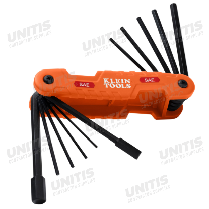 Klein Tools Pro Folding Hex Key Set - 11-Key - SAE Sizes