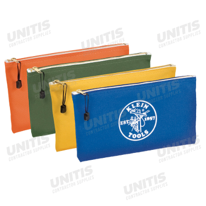 Klein Tools Zipper Bags - Canvas Tool Pouches Olive/Orange/Blue/Yellow - 4-Pack