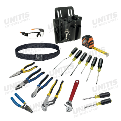 Klein Tools Journeyman Tool Set with Tool Belt and Leather Pouch - 18 Piece
