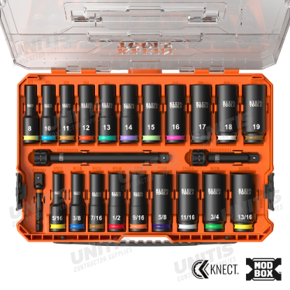 Klein Tools Knect Deep-Well 3/8" Drive Socket Set - SAE and Metric - 23 Piece