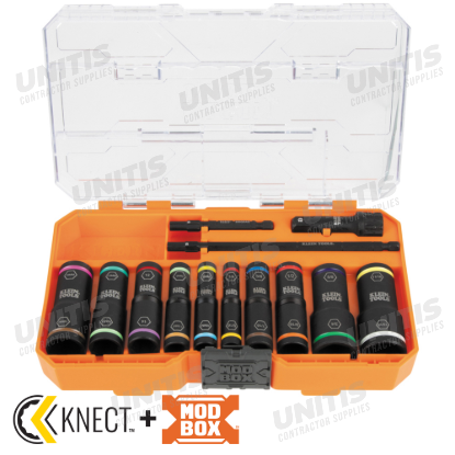 Klein Tools Knect Flip-20 Impact Socket Set - SAE and Metric - 13 Piece