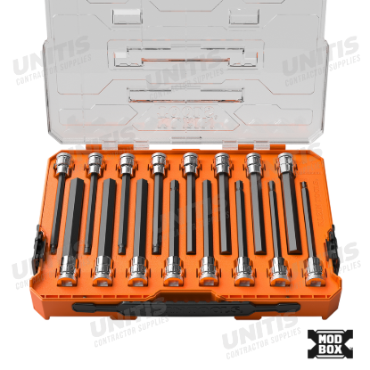 Klein Tools Long Hex Bit Socket Set - SAE and Metric - 16 Piece