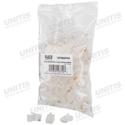 Klein Tools Pass-Thru Modular Data Plugs - RJ45-CAT6A - Utp 200-Pack