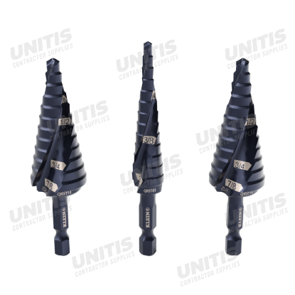 Klein Tools Step Drill Bit Set - Quick-Release - Double Fluted - 3 Piece
