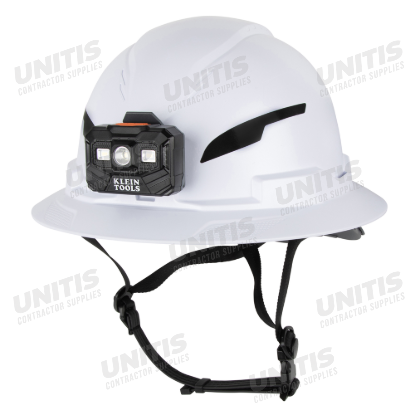 Klein Tools Class E Type 2 Hard Hat - Non-Vented Full Brim with Chin Strap and Headlamp