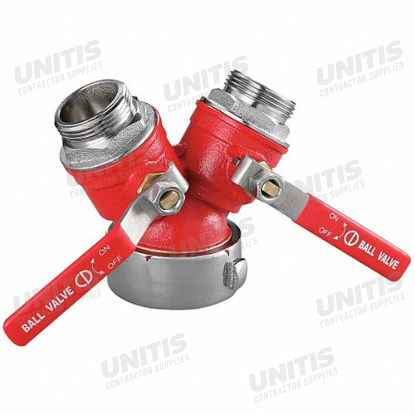 Fire Hose Wye w/Ball Valves 2-1/2" Female NST x 1-1/2" Male NST