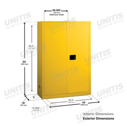 Justrite 45 Gallon 2 Shelf Flammable Storage Cabinet with 2 Self Closing Doors