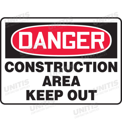 OSHA Danger Safety Sign: Construction Area - Keep Out - 10" x 14"